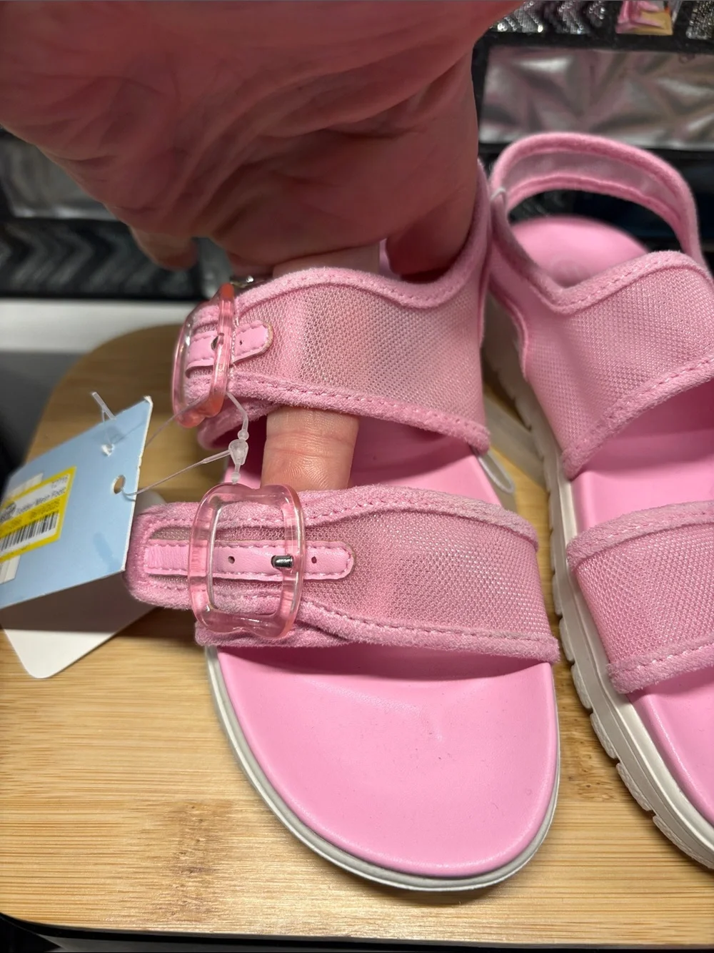 Cat & Jack Pink Adjustable Double-Strap Buckle Sandals